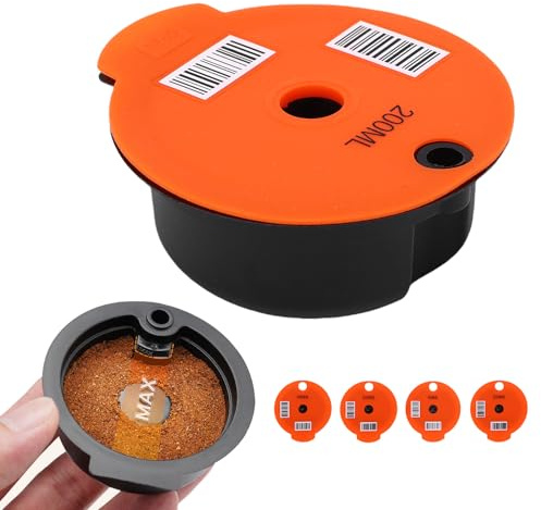 YUEHISY För återanvändbara Kaffeskidor 60 Ml Påfyllningsbara Kapslar med 4 Orange Lock - Inkluderar Borste och Sked