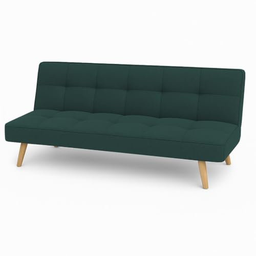 Totò Piccinni Divano Letto 3 Posti SANDWICH Prontoletto Clic-Clac imbottito con piedini in legno (Tessuto Petrolio)