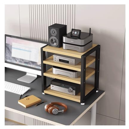 Soporte de audio de alta fidelidad, gabinete estéreo abierto, 2/3/4 niveles, torre de medios portátil, amplificador de auriculares, estante de almacenamiento para TV (50 x 35 x 48 cm)
