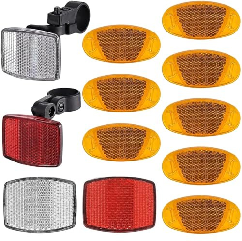 DIOHOUPI 12 riflettori per bicicletta, set di riflettori anteriori posteriori, riflettori a raggi occhi di gatto, riflettore per bicicletta per MTB, bici da strada, e-bike