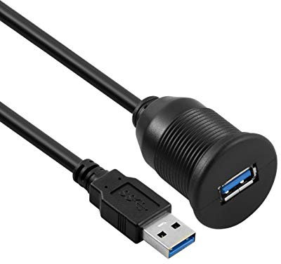 baolongking USB Panel Flush Mount Cable - USB 3.0 Extension Dash Flush Mount Cable, Panel Mount Cable, For Car, Boat, Motorcycle-1m