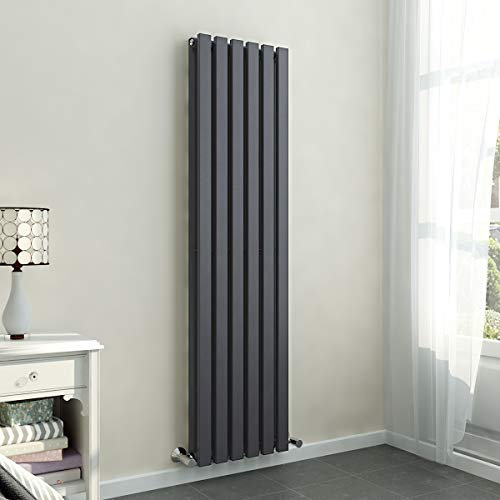 Warmehaus 1600 x 410 mm Grey Anthracite Vertical Designer Radiator Double Rectangular Flat Panel - Modern Central Heating - Perfect for Bathroom, Kitchen, Living Room