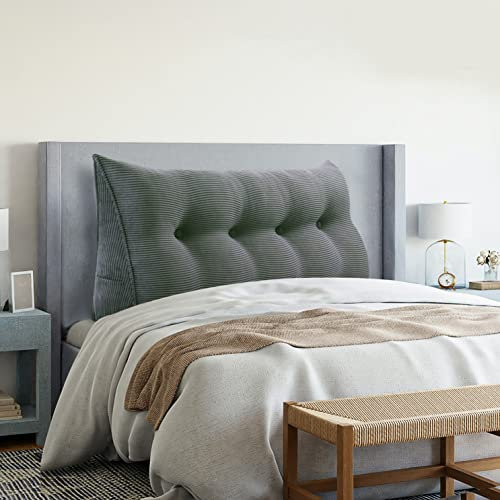 Johnear Keilkissen Lesekissen für Bett und Sofa Lehnenkissen, Rückenkissen Kopfteil Bett Rückenlehne Großes Dreieckiges Lendenkissen (Grau, 140cm)