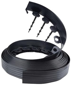 My Garden Flexible Lawn Edging 10Mx40x3MM Plastic Garden Edging Strip Weather-Resistant Grass Edging Border with 20 Fixing Pegs Easy to Cut & Bend Perfect for Flower Beds Lawn Pavement