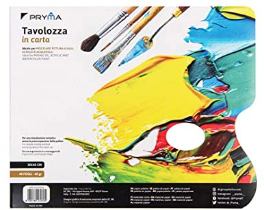 Pryma Tavolozza di Carta Rettangolare - Blocco da 40 Fogli 60g - Dimensioni 30x40 cm - Ideale per Pittura e Belle Arti