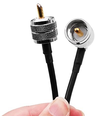 VOANZO UHF Jumper Cavo RG58 UHF PL259 Maschio a UHF Maschio Cavo coassiale ad Angolo retto 20(50cm) per CB Radio PL 259 Cavo di prolunga Antenna WiFi
