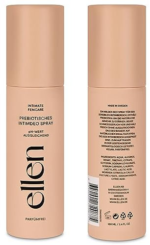 Ellen Intimdeo/Intimspray für Frauen - Parfümfreies & duftneutralisierendes Intimdeodorant für die Intimpflege - Mittel gegen Intimgeruch