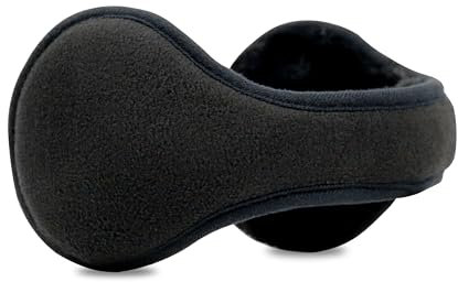 Winter Men Earmuffs, Big Size Foldable Polar Fleece Ear Warmers Women Adjustable Ear Muffs for Outdoor Activities (Black)