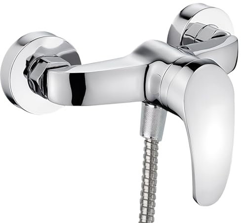 Focenat Mitigeur Monocommande Douche, Robinet Douche Universel Filetage G1/2, Mitigeur de Douche Laiton, Robinet à Montage Mural, Sortie D'eau Vers le Haut en 1/2 Adaptée aux Colonne de Douche