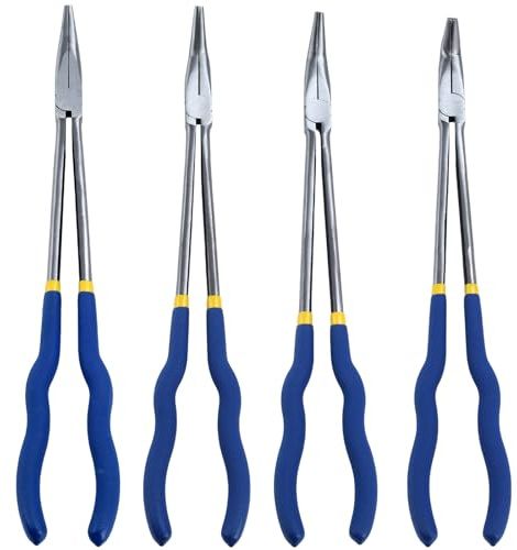 41 cm lange Zangen-Set, Mehrzweck-Langzange, gerade Spitzzange, 25/45/90 Grad gebogene Spitzzange und O-förmige Spitzzangen (4 Stück A)