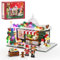 FUNWHOLE Christmas Newsstand Lighting Building-Bricks Set - City Town Christmas House LED Light Winter Decoration Modular Building Sets 718 Pcs Ideal Holiday Collectible for Adults and Family