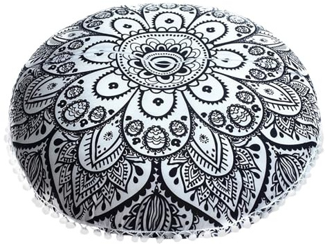 YUSUZH Meditationskudde tryckt meditationskudde rund stol kudde sittdynor dekor kuddar prydnadskuddar för kontorsstol golv (svart)