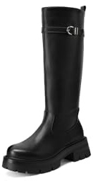 QUEEN HELENA Stivali Alti Platform con Tacco Basso Donna X33-65 (Nero, Taglia unica, Sistema Taglie Calzature EU, Adulto, Donna, Numero, Media, 35)