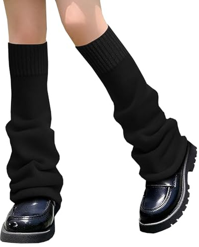 JK Home Guêtre Femme en Tricot Jambière Evasée Genou Haut Chaud | Cuissard de Jambe Protection Elastique Gothique Chaussettes de Botte
