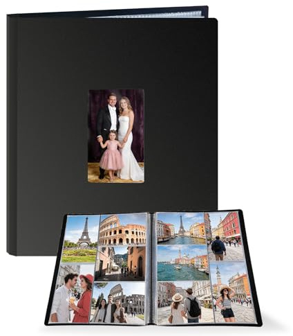 FRETONBA Álbum Fotos Insertable 10x15, Albunes para Fotos para 100 Fotografías, Photo Album Con un Diseño de Ventana Frontal, Albun Foto para Familiares, Bodas (Horizontal y Vertical)