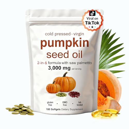 KITABIO Pumpkin Seed Oil, Pumpkin Seed Oil Capsules | Cold Pressed - Good for Hair Health - Non-GMO | 180 pc / 1 Bag