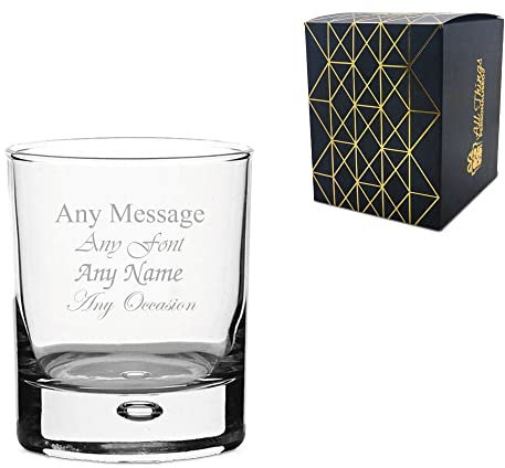 Personalised Engraved 6.6oz Bubble Base Whiskey Glass, Gift Boxed, Personalise with Any Name and Message, Perfect for Any Occasion