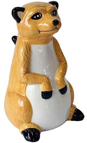 Crockery Critters - Meerkats Money Bank from Deluxebase. Novelty Ceramic Meerkat Piggy Bank. Cute Animal Savings Box with Rubber Stopper, Decorative Gift.