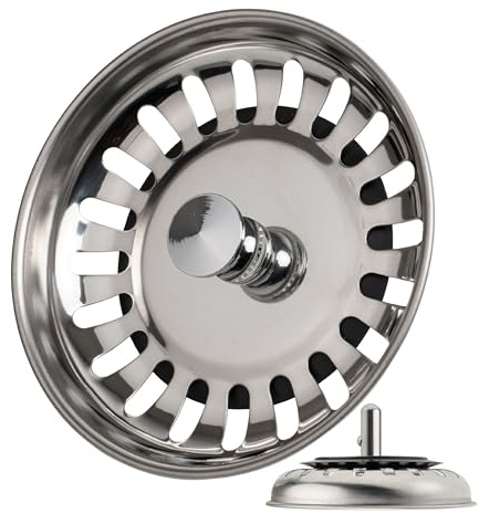 Diskbänkssil, 1-pack, Ø 78 mm silkorg, i rostfritt stål, korgens tapp sticker ut 20 mm djupt i avloppet, Ø 7,8 mm stift, reservdel för diskbänk, köksavloppssil, silkorgsventil diskbänk