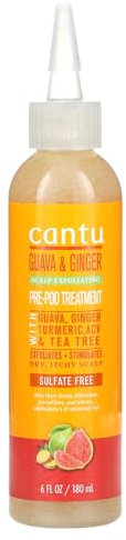 Cantu Guava & Ginger Pre-Cleanse Treatment – Kopfhautpeeling – lindert gereizte, trockene und juckende Kopfhaut – reinigt und entfernt abgestorbene Hautzellen – mit natürlichen Inhaltsstoffen – 180 ml