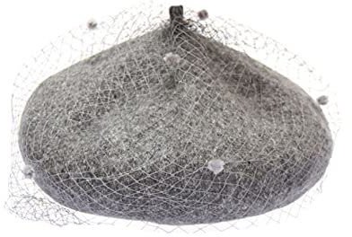 WALLBIG Béret for Femmes Dames Hiver Laine bérets Vintage Filet Voile Motif Peintre extérieur élégant Bonnets Bonnet Chapeau (Color : Gray, Size : One Size)