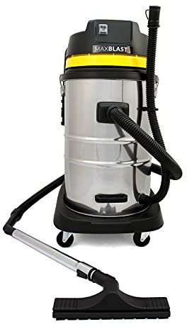 Aspiradora Industrial en Seco y Húmedo+4 Accesorios, (1400W, 60 litros / 60l) Filtro Doble (Tela & HEPA) Aspirador con Bolsa de Polvo GRATIS Aspirar Seco Liquido Mojado Powerful Wet+Dry Vacuum Cleaner