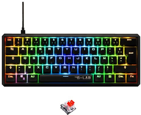 The G-Lab - Keyz Thallium - Clavier Mécanique 60% USB - Red Switch Interchangeable - Mini Clavier Gamer, Mécanique Format Ultra-Compact, 100% Personnalisable. Pc/ps4/ Ps5/xbox - Azerty - New