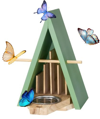 Schmetterlingshaus Schmetterlingsfutterstation für draußen - Holzhäuser für Gartendekoration Natürlicher Schmetterlingshabitat - Grün