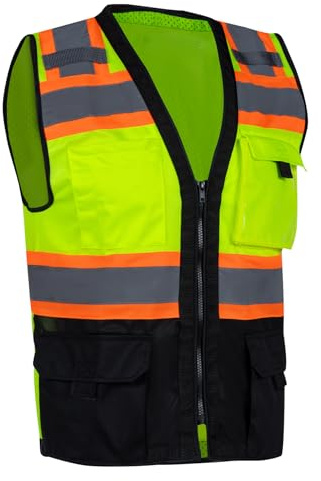 VENDACE Safety Vest Hi Vis Reflective Vest for Men with Pockets ANSI Class 2 High Visibility Construction Work Vest (Yellow,L)
