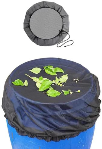Housse en maille pour barils de pluie, couvercle de seau de collecte d'eau avec cordon de serrage, protection de réservoir de seau de collecte d'eau pour éviter les feuilles mortes