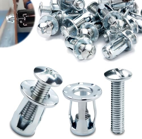 Mbsomnus Ancoraggi Metallo Cavi M5x25, 15 Pezzi Dadi a Fiore Jack Nuts Dadi di Espansione Tasselli Cavi Fissaggi Sottile Kit di Varie Misure per Pareti Sottili Porte Cave Lamiera di Ferro