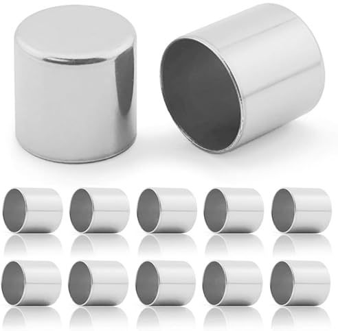 Ganzoo ändkåpor i metall, silverförkromad, set 10, öppen konstruktion för limning, passar 8 mm PPM-rep, ger rent avslut på rep/kordel i hundkoppel, halsband, smycken, hobby och utrustning