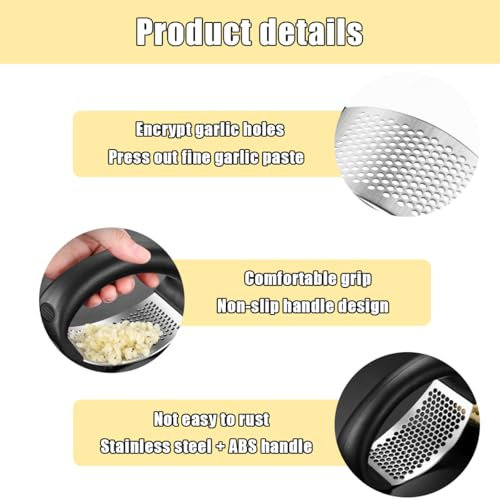AOMAIGAD 2 Pezzo Spremiaglio, Schiaccia Aglio, Spremiaglio in Acciaio Inox, Spremiaglio Aglio in Acciaio Inox, Spremi Aglio Manuale con Silicone Pela-aglio, Per Aglio, Zenzero