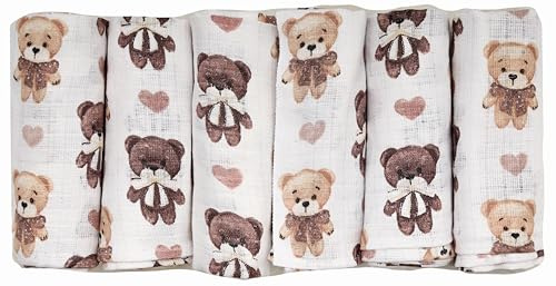 FENSILO Salviette per bambini | panni di garza | pannolini di garza – Confezione da 6 pezzi da 70 x 80 cm per neonati e neonati; panni in mussola per ragazzi e ragazze, in cotone, copertura, 10013