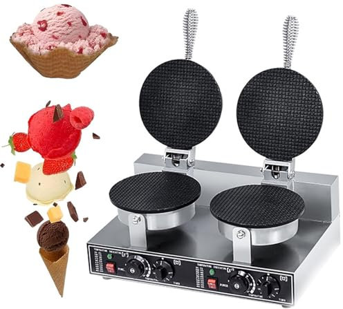 Máquina para hacer conos de helado Máquina para hacer panqueques comerciales Máquina para hacer rollitos de huevo de acero inoxidable para panaderías y postres,Double-head