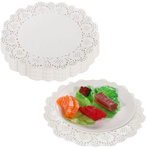 280 centrini di carta in pizzo, tovagliette rotonde di carta bianca da 25 cm, usa e getta, assorbenti per olio, per sala da pranzo ed eventi speciali