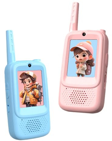 Yuemeuy Video Walkie Talkie Per Bambini,2 Pezzi Ricetrasmettitore Video Con Schermo HD E 4 Cambiatori Di Voce - Radio Giocattolo Bambini Lungo Raggio,Per Campeggio All Aperto Viaggio Avventura Interna