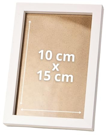 Genérico Marco de Fotos 10x15 cm Blanco para Mesa o Pared, Portafotos Vertical y Horizontal, Decorativo de Madera Estilo Minimalista, Ideal para Hogar, Oficina y Regalo