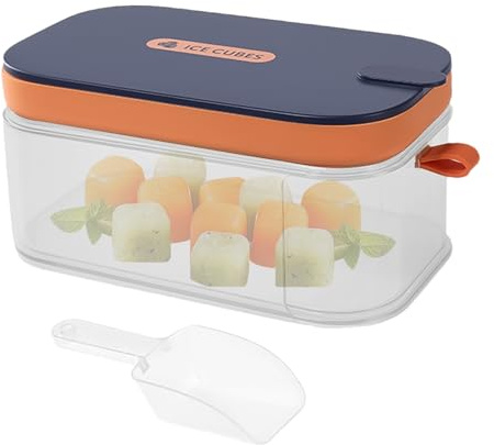 Contenitore per cubetti di ghiaccio con coperchio, 32 pezzi, riutilizzabile, con contenitore per il congelatore, per cocktail, vino, whisky, bourbon, vodka, caffè, bevande fresche, succhi di
