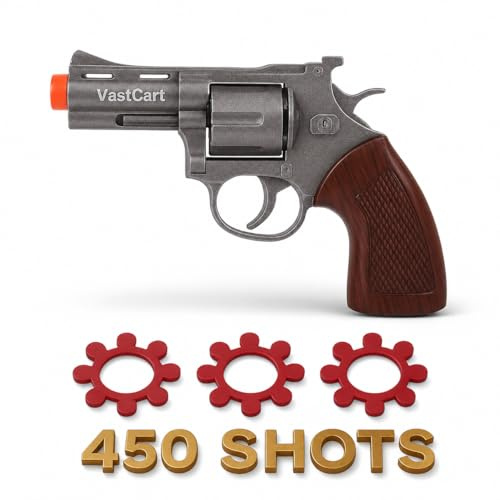 Summer Classic Full Metal Die Cast Cowboy Style Cap Ring Blaster – 6 Sheet 8-Shot Model, Vintage Western Design – Includes 54 Ring Caps (450 Shots), Role Play Item