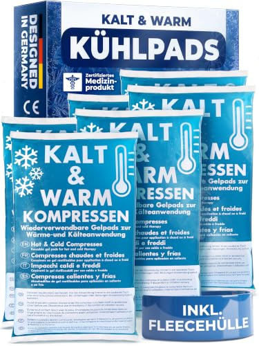 HELDENWERK® Compresse refrigeranti fredde, confezione da 6 pezzi, 12 x 20 cm, per bambini e adulti, compressa multipla per uso a freddo e caldo