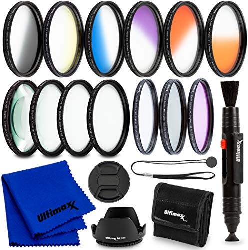Ultimaxx 55MM Complete Lens Filter Accessory Kit: 6 Gradual Color Filters + UV, CPL, FLD & Macro Close Up Set (+1, +2, +4, +10)