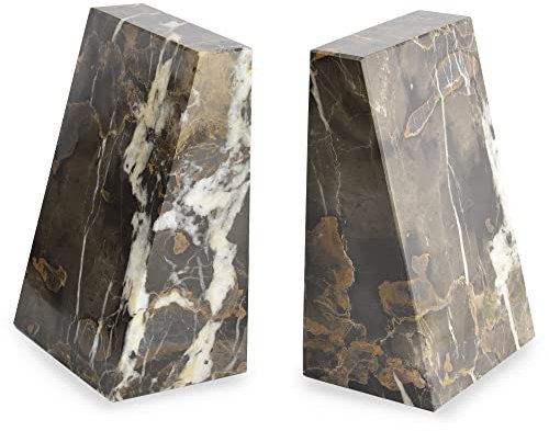 Sujetalibros de cuña de mármol negro y dorado del Himalaya