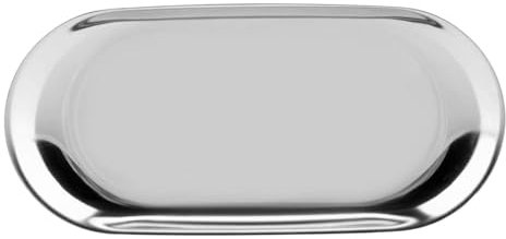 Edelstahl Dekoratives Tablett Schmuckschale, 7 Zoll Kleines Kosmetiktablett, Handtuchhalter Schmucktablett mit Gold Oval Aufbewahrungstablett für Küche Badezimmer Waschtisch Büro(L-Silber)