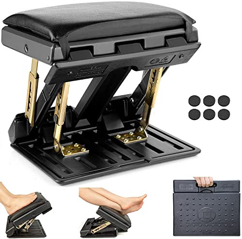 Fußstütze Schreibtisch Verstellbare Fußstütze Mit Herausnehmbarer ergonomisch Mit 4 Höhenverstellung Abnehmbarem Weichem Sitzkissen Mit Massageperlen Maxtraglast 120 Kg Für Auto Heimbüros