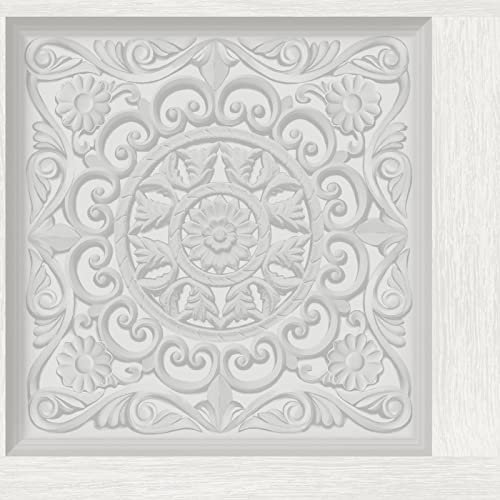 Holden Ornate Wood Carved Panel Wallpaper 3D Effect Dove White 13380
