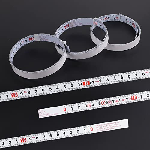 Cinta métrica autoadhesiva, 3 rollos de 1 m, cinta métrica autoadhesiva de color blanco, para la medición de objetos verticales como bancos de trabajo (adelante, atrás, centrado)