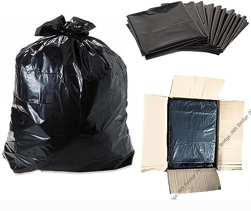 50 Bin Bags, Refuse Sacks, Bin Liners, Heavy Duty Garbage Waste Dustbin Black, Tear Resistant Bag, 100L for Kitchen Home Office DIY Garden