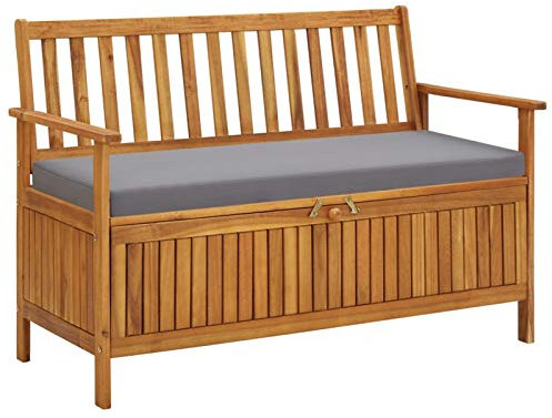BULANED Gartenbank mit Stauraum, Outer Banks, Parkbank, Garten Bank Für Draussen, Garten Sitzbank, Friesenbank, Gartenmöbel, 120 cm Massivholz Akazie