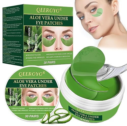 Mascara Para Los Ojos, Eye Patches, Parches Ojos Bolsas y Ojeras, Cuidado de ojos antiarrugas-aloe e hialurón, almohadillas antienvejecimiento para humectar, 30 pares